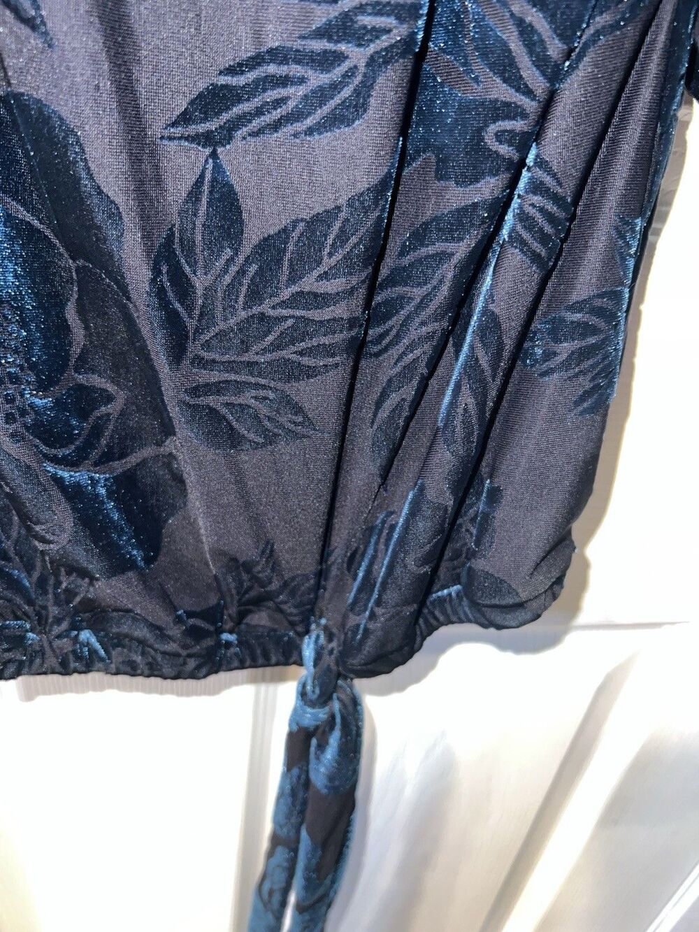 MSK Puff Sleeve Top Womens XL Burnout Off Shoulder Tie Waist Whimsigoth New - Picture 5 of 11